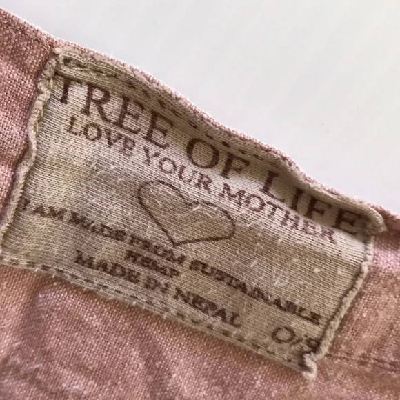 TREE OF LIFE womens 12 wrap skirt dusty pink hemp slubbed fabric made in Nepal - Picture 6 of 12